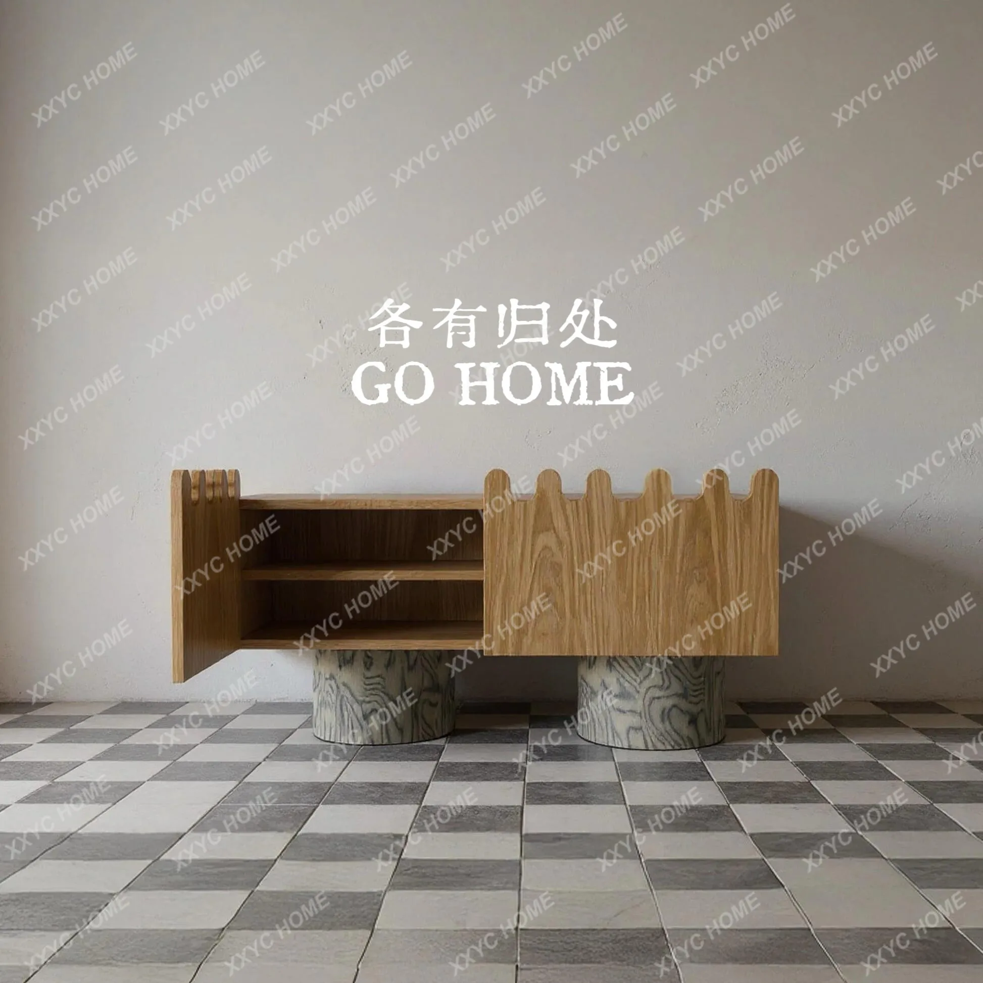 

L Medieval Solid Wood Dining Side Cabinet Living Room Storage Entrance Cabinet Bedroom Storage TV Cabinet