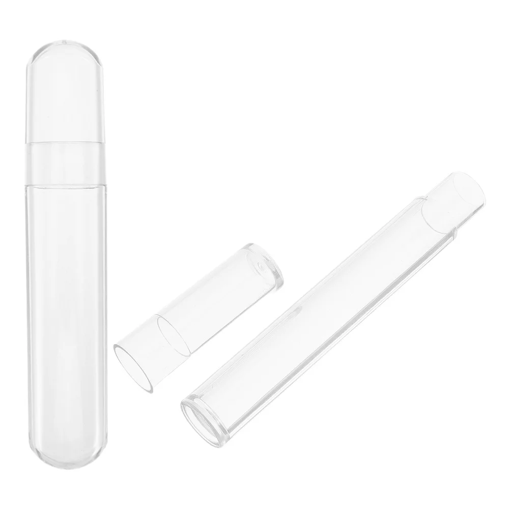 2 個の透明なプラスチックチューブ容器メイクアップツール収納用透明オーガナイザーまつげエクステンションピンセットブラシホーム