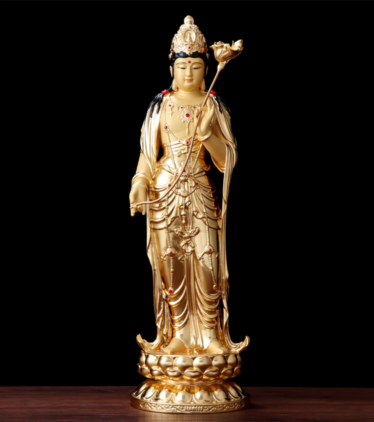 A set 3P high grade Copper Buddha God statue HOME shrine protection Buddhism XI FANG SANSHENG Guan yin Amitabha Mahasthamaprapta