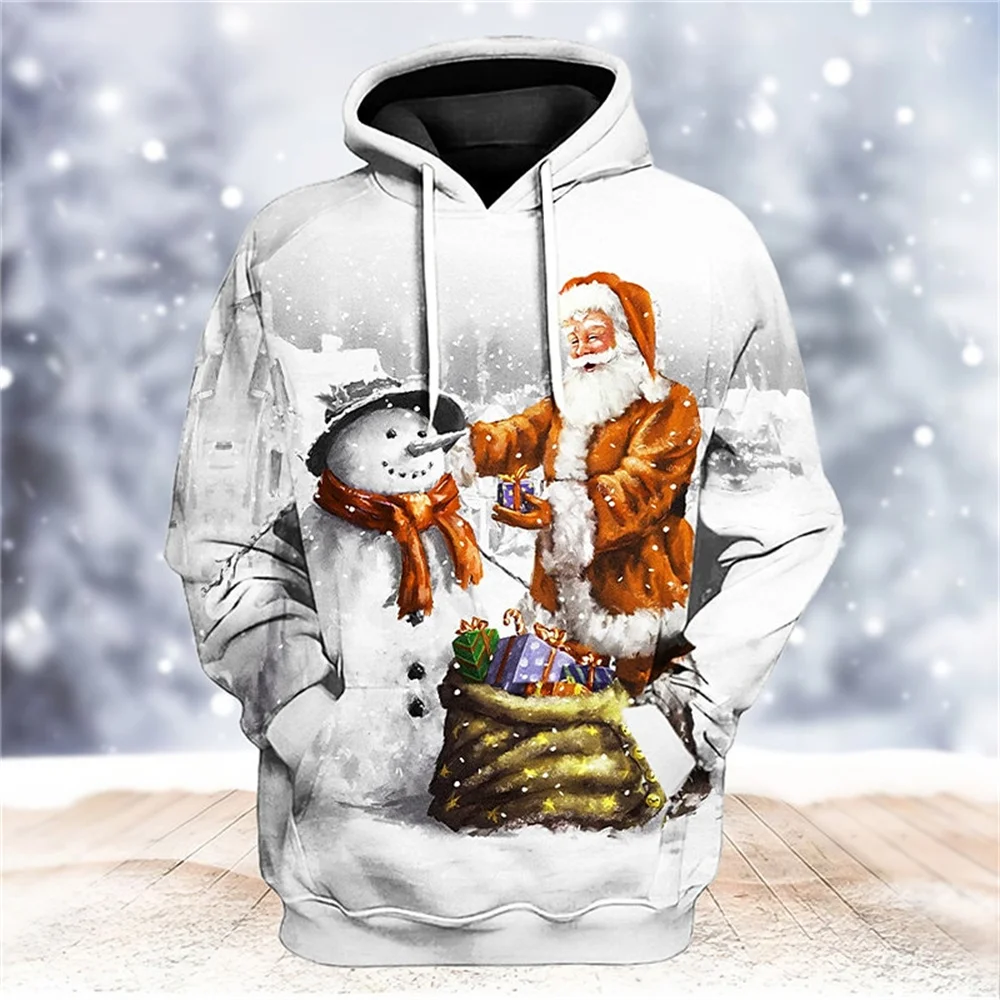 Santa Claus Men's Fashion 3D Print Hoodie Holiday Streetwear Christmas Hoodies Hooded Front Pocket Designer Hoodie Sweatshirt