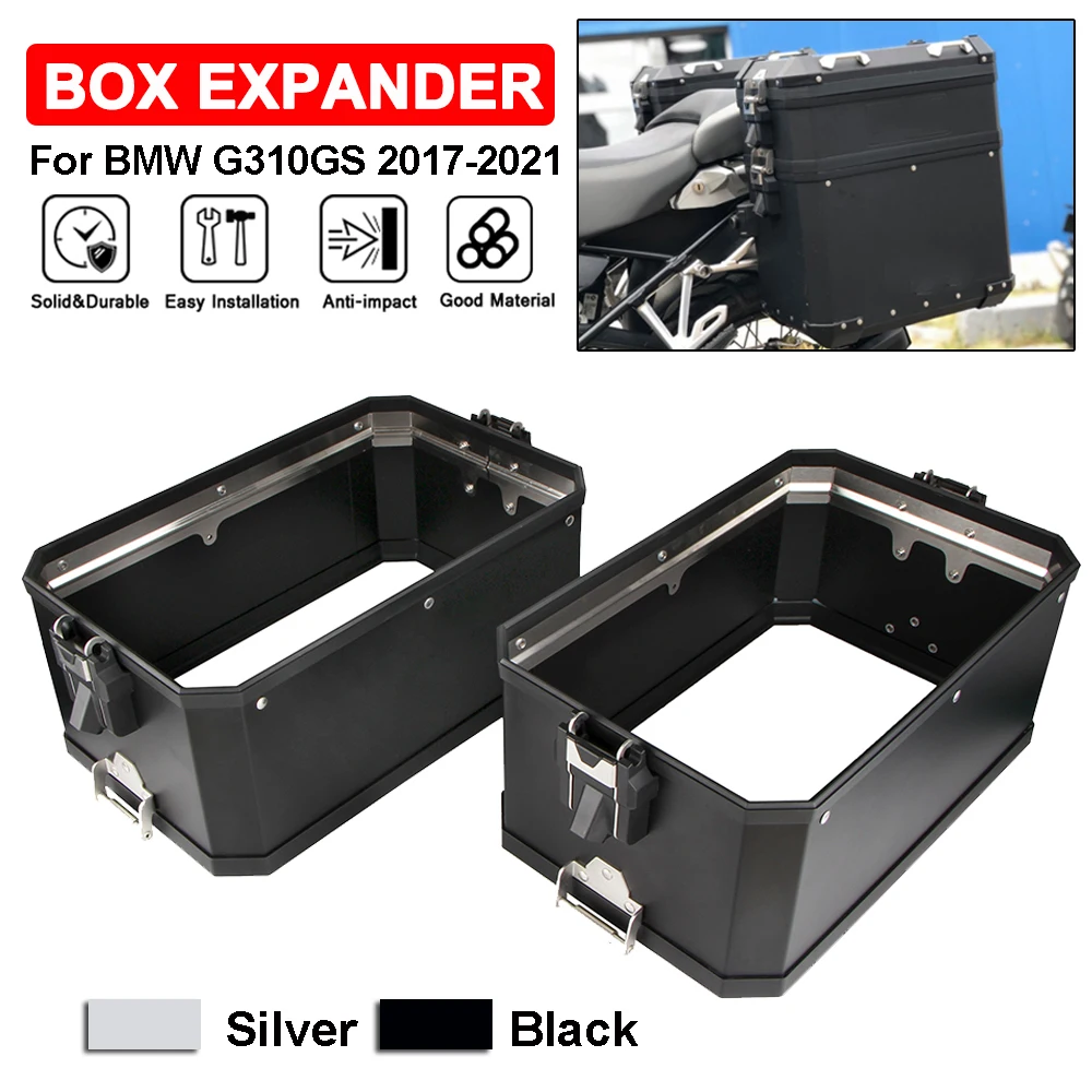 

Saddlebag Extension For BMW G310GS Motorcycle Aluminum Box Pannier Riser Expander G 310 G310 GS 2017 2018 2019 2020 2021 Silver