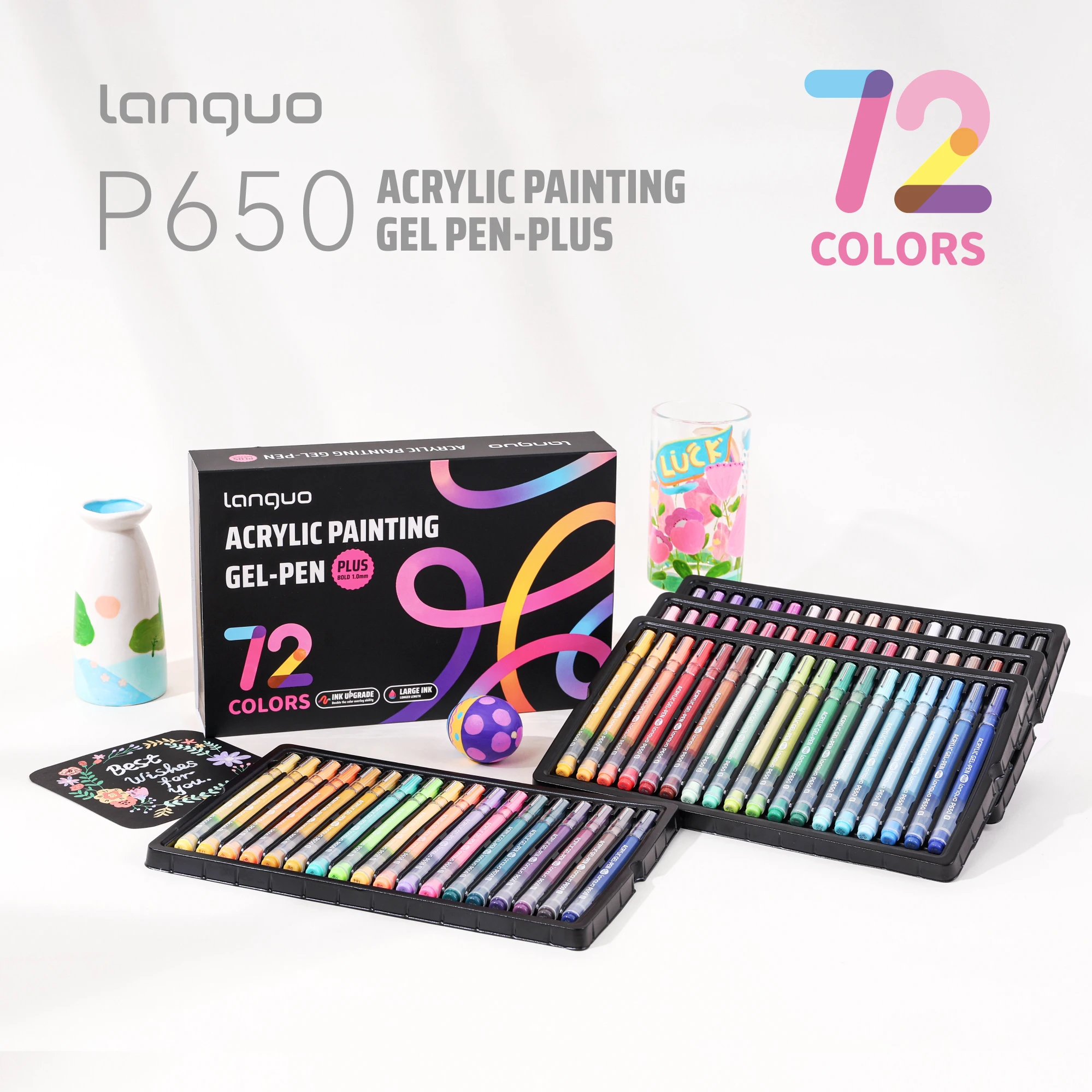 LANGUO 144/36 Colors Acrylic Painting Gel Pen Set 1.0mm Multi-Color Student Writing Drawing Marker Pens School Stationery P650 image 3