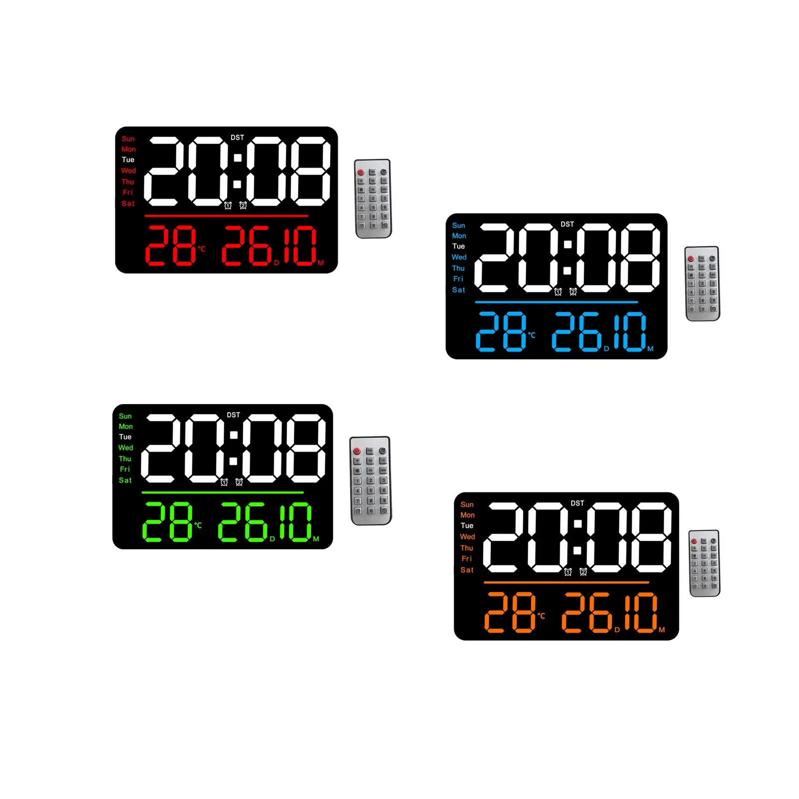 Digital Wall Clock Date Week Countdown Function Easy to Install Modern LED Large Screen for Cafe Kitchen Home Living Room Hotels