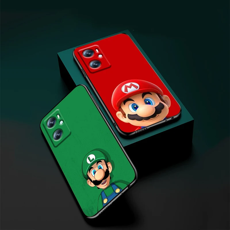 Anime Super M-Mario Cartoon For OPPO Find X6 X5 X3 A54S A5 A94 A16 A53S A57 A74 A72 A98 A78 A96 A9 5G Black TPU Phone Case