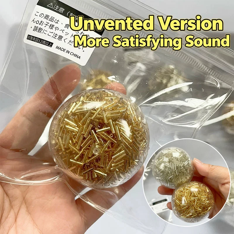 Clear Metal Tube Bead Squeeze Noisy Ball Relaxing ASMR Sound Fidget Toy for Autism ADHD Anti Anxiety Decompression Party Gift