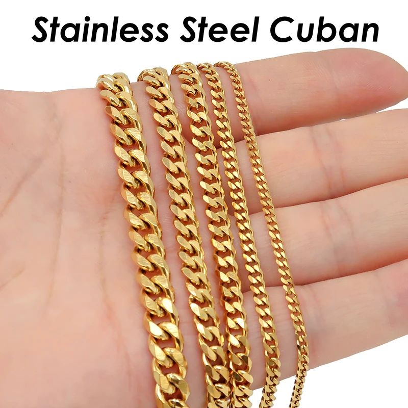 10 Meter Edelstahl-Kubaner-Gliederkette für Männer und Frauen, Großpackung Curb-Kette, Gold PVD-Rolle für Halsketten, Armbänder und Schmuckherstellung – Detail 5