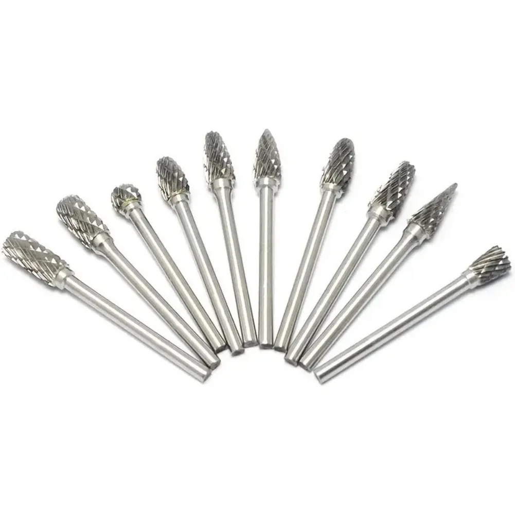 10Pcs Carbide Burr Set Double Cut Slot 3mm Shank Die Grinder For Dremel Rotary Tool Rasp Bits Metal Carving Electric Grinding - view 2