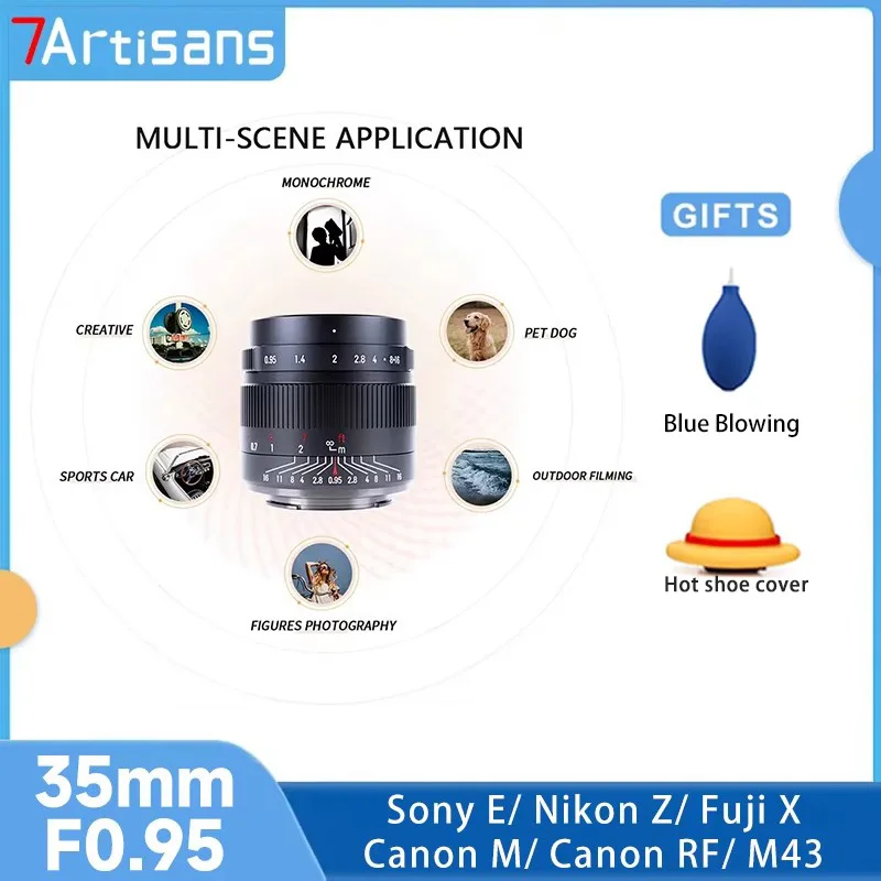 7 Artisans MF35mm F0.95 APS-C عدسة الكاميرا فتحة كبيرة صورة عدسة النار لنيكون Z Z5 سوني E ZVE10 A6000 M4/3 فوجي FX X-T1