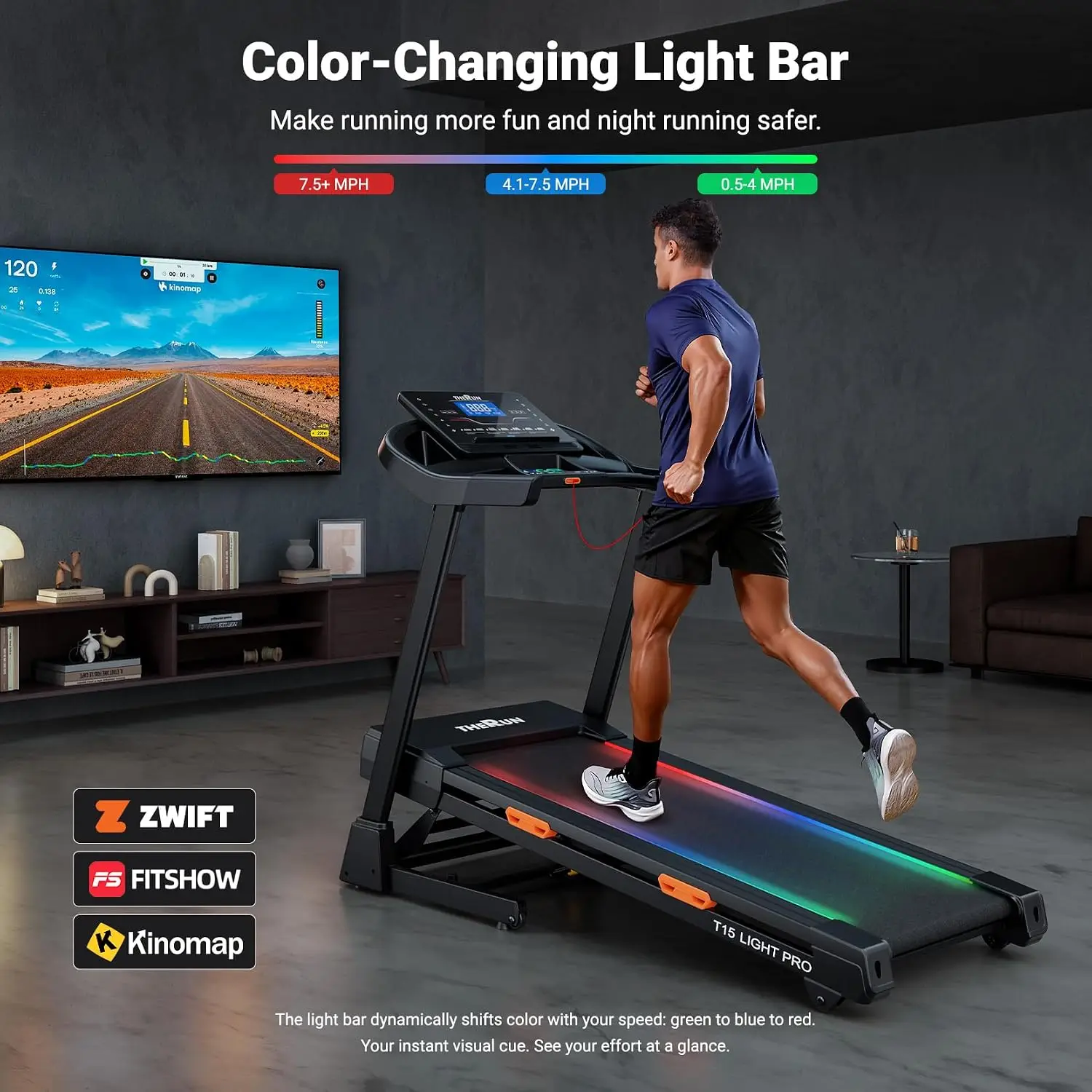 THERUN 20% Auto Incline Treadmill, 12 MPH and 3.5 HP Motor, 55" X 20" Large Running Belt with Advanced Console, All-in-One Foldable Treadmills for Home with Incline for Intensive Workout view 4