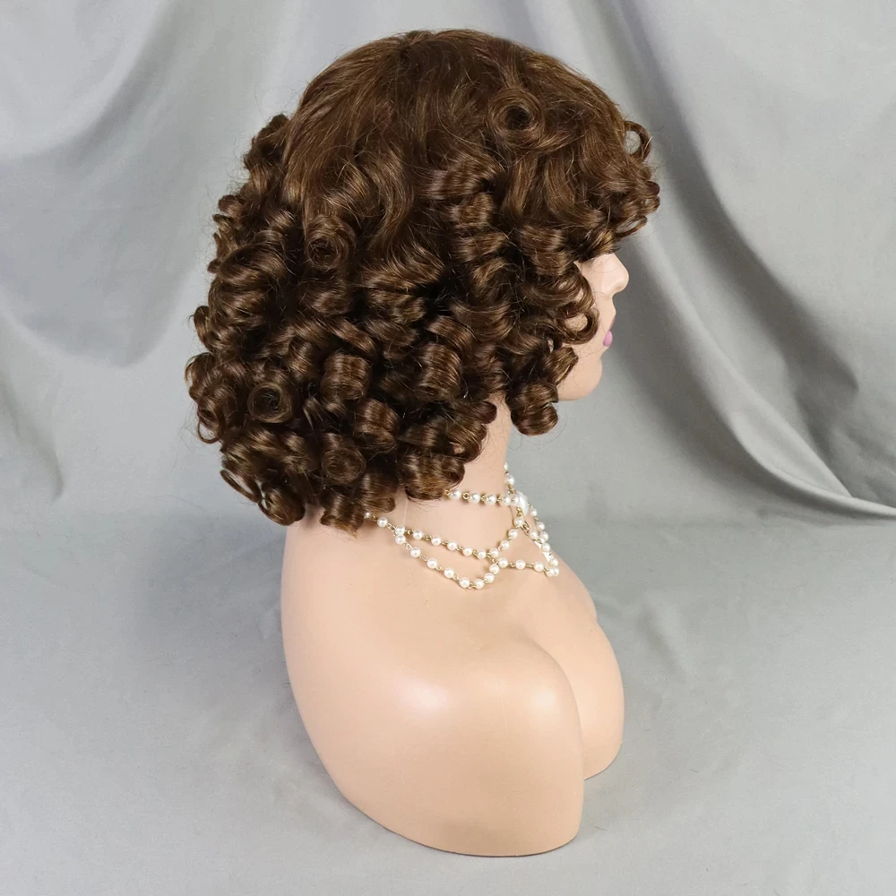 Perruques de cheveux humains bouclés courts rebondissants pour femmes, perruque sans colle, entièrement fabriquée à la machine, prête à porter, 6 po