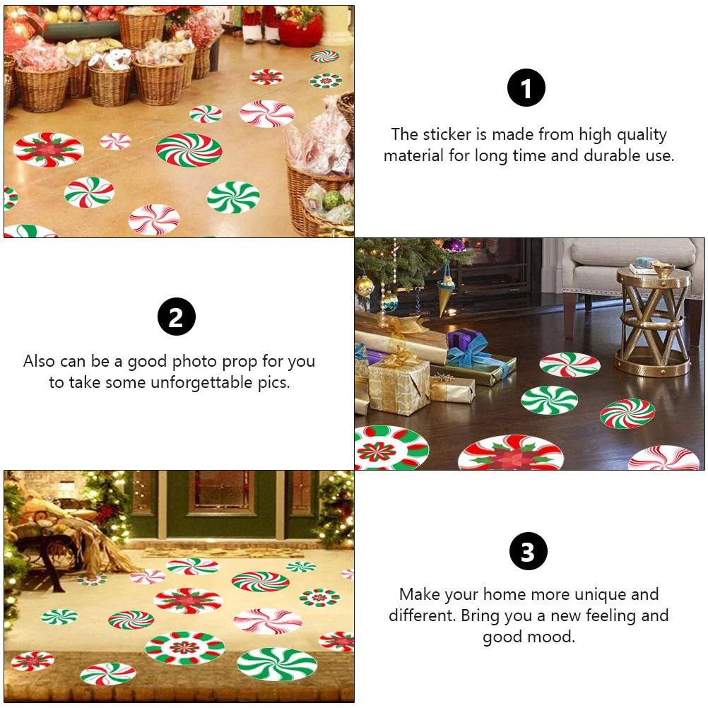 

10Pcs Christmas Wall Sticker Peppermint Candy Decorative Xmas Floor Decal Window Adhesive Decoration Xmas Wall Decal
