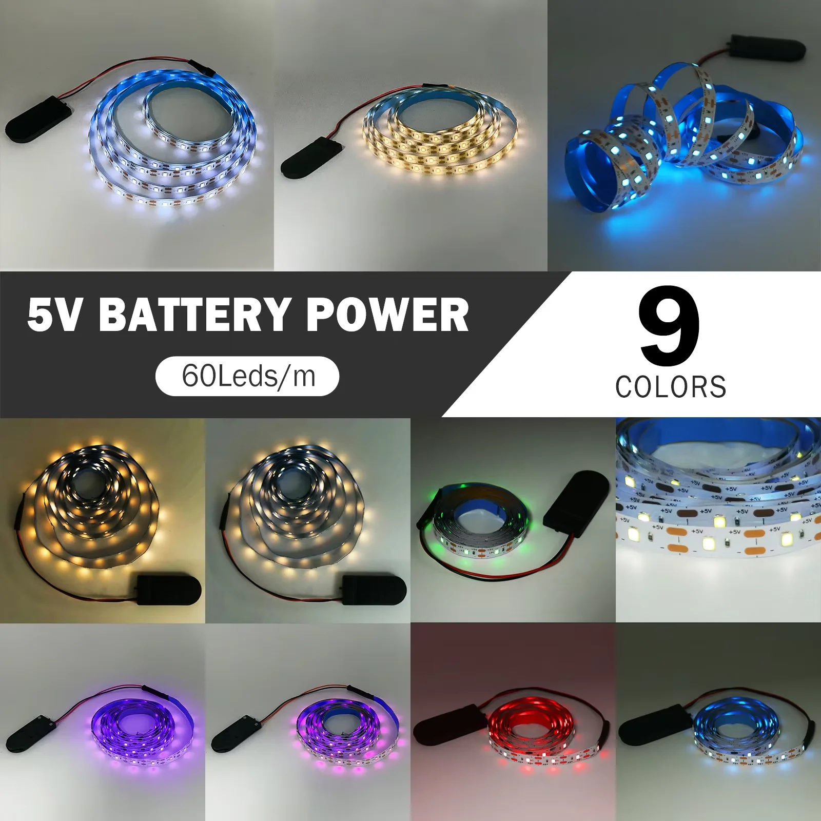 CR2025 Button Battery Powered LED Strip 2835 60LEDs/m Flexible Lamp Adhesive Tape for TV Mirror Backlight Room Decor IP30 IP65