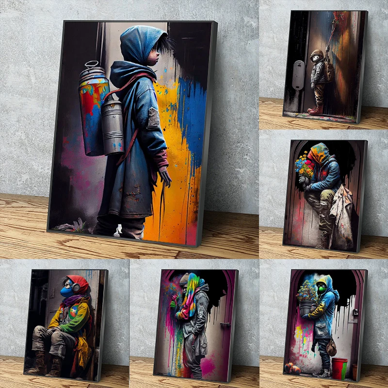 Banksy Canvas Wall Art Posters and Prints Graffiti Artwork Canvas Painting Street Art Pictures for Living Room Home Decoration