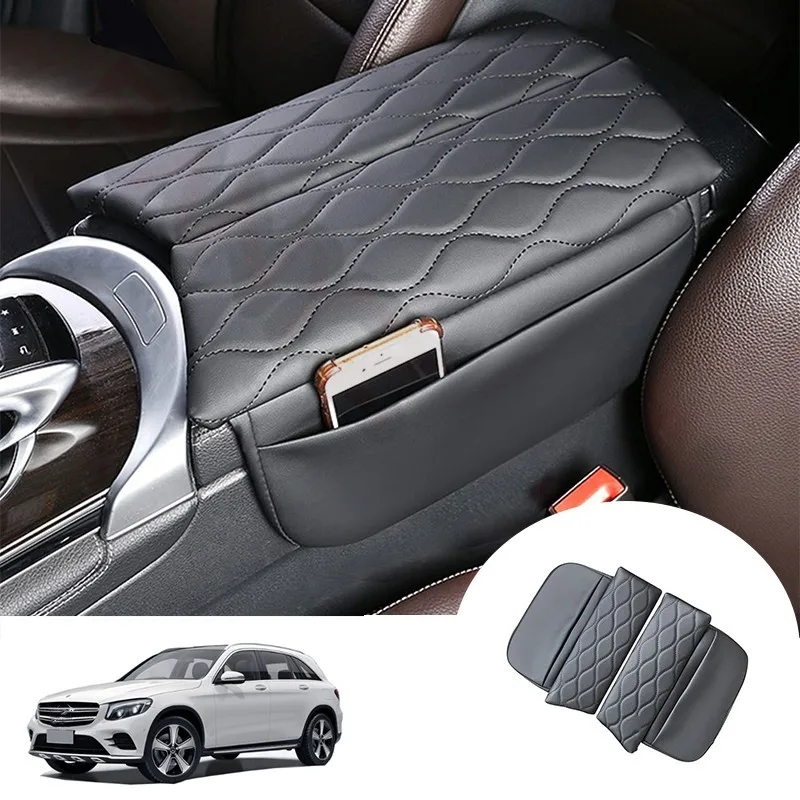 Car Armrest Cover Pad For Mercedes Benz GLC X253 2016-2022 EQC 2020-2022 Leather Anti-Scratch Center Console Cover Cushion