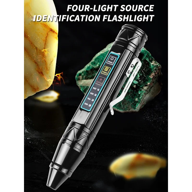 4 LEDLED Flashlight 365nm + 395nm USB Rechargeable Mineral Inspection Lamp Portable Flashlight