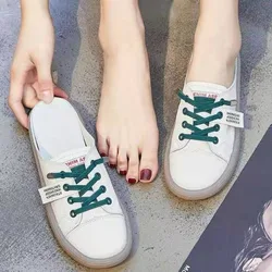 2023 New In Summer Women Canvas Shoes Flat Casual All-match Half Slippers Korean Version Trend Lace Up Ladies Lazy Loafers Femme