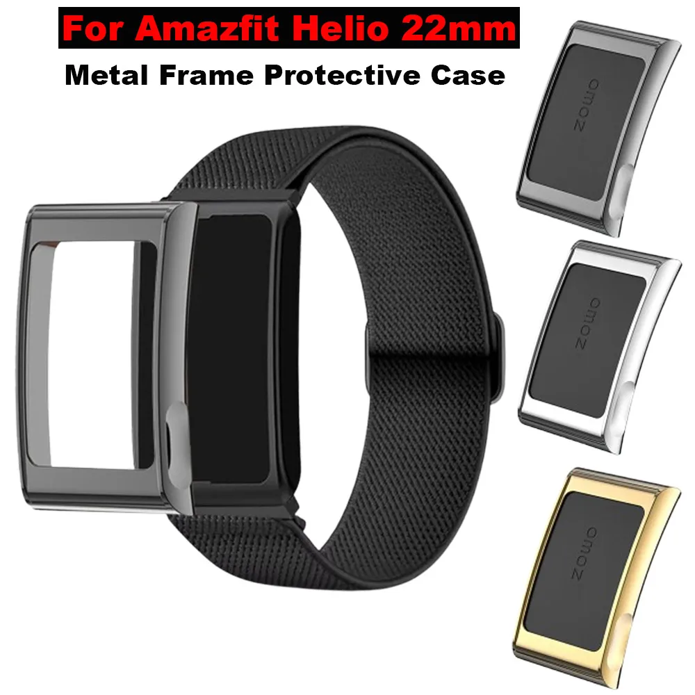 Für Amazfit Helio 22 mm Vollmetallrahmen-Schutzhülle für Amazfit Helio Strap Fitness Tracker Shell Cover für Damen und Herren