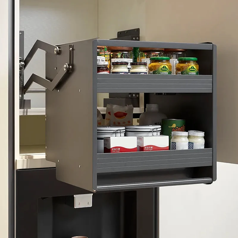 Cupboard Lifter Drawer Rack Pull Down Automatic for Accessories Adjustable Kitchen Wall Unit Cabinet Vertical Lifting Basket