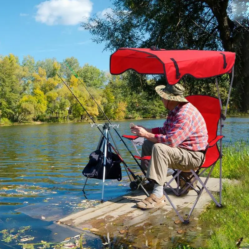 Folding Canopy Chair With Shade Portable Recliner Beach Chair For Outdoor Lawn Camping Picnic Fishing Comfortable Gap