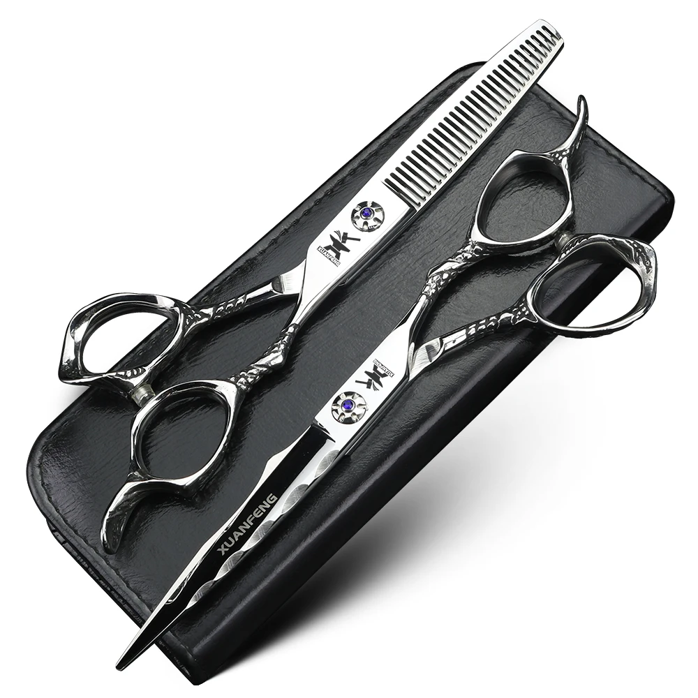 

Scale handle hair scissors 6-inch JP440C steel cutting scissors and thinning scissors professional hair cutting tool
