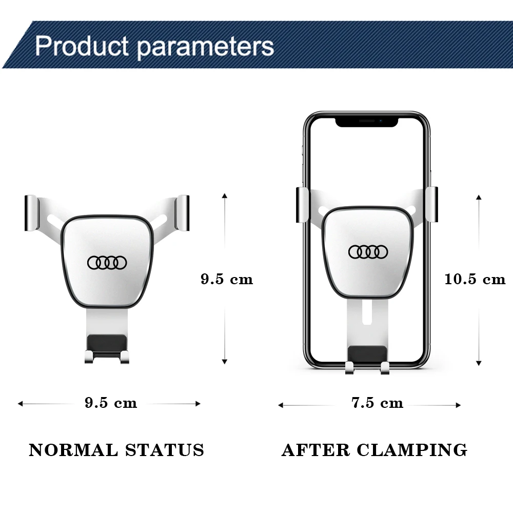 Car Air Vent Gravity Phone Holder Universal Mobile Phone GPS For Audi A3 A4 B5 B6 B8 A3 8P 8V 8L A5 A6 C6 C5 A1 A7 A8 Q2 Q3 TT