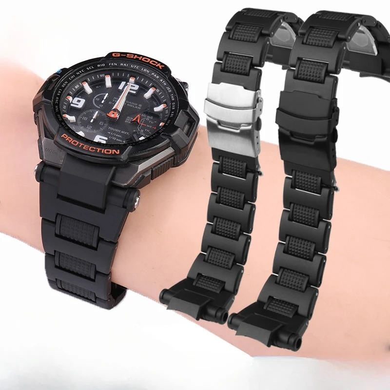 For Casio G-shock Special Convex Interface Fold Buckle Air Fighter Plastic Steel Series GW-A1100 Gw4000 Ga1100 Men Watch Strap