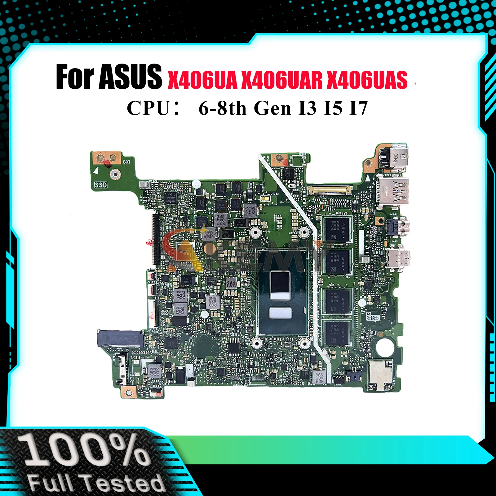 Płyta główna X406UA do laptopa ASUS VivoBook X406U V406U S406U X406UAS X406UAR X406UA K406U z procesorami I3 I5 I7, przetestowana, sprawna.