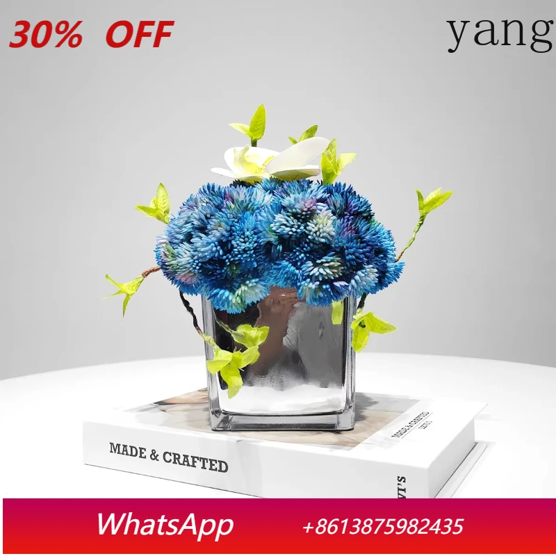 

LTT light luxury blue imitation flower glass bottle set combination bedroom furnishings