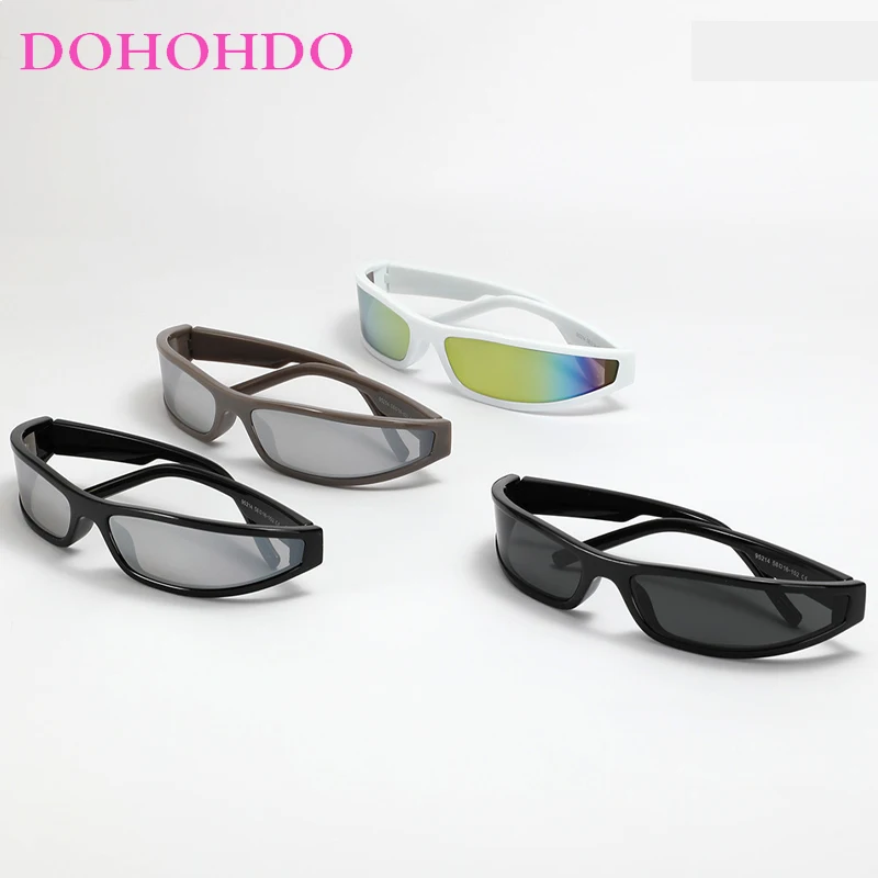 DOHOHDO 2024 New Y2K Sport Sunglasses For Women Men Rectangle Narrow Shade Eyewear Male Punk Cycling Driving Sun Glasses UV400