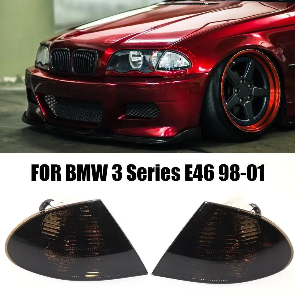 

1 Pair Turn Signals Lamp Corner Lights Car Front Smoked Lens Corner Lights 63136902765 No Bulbs for BMW E46 3 Series Sedan 98-01