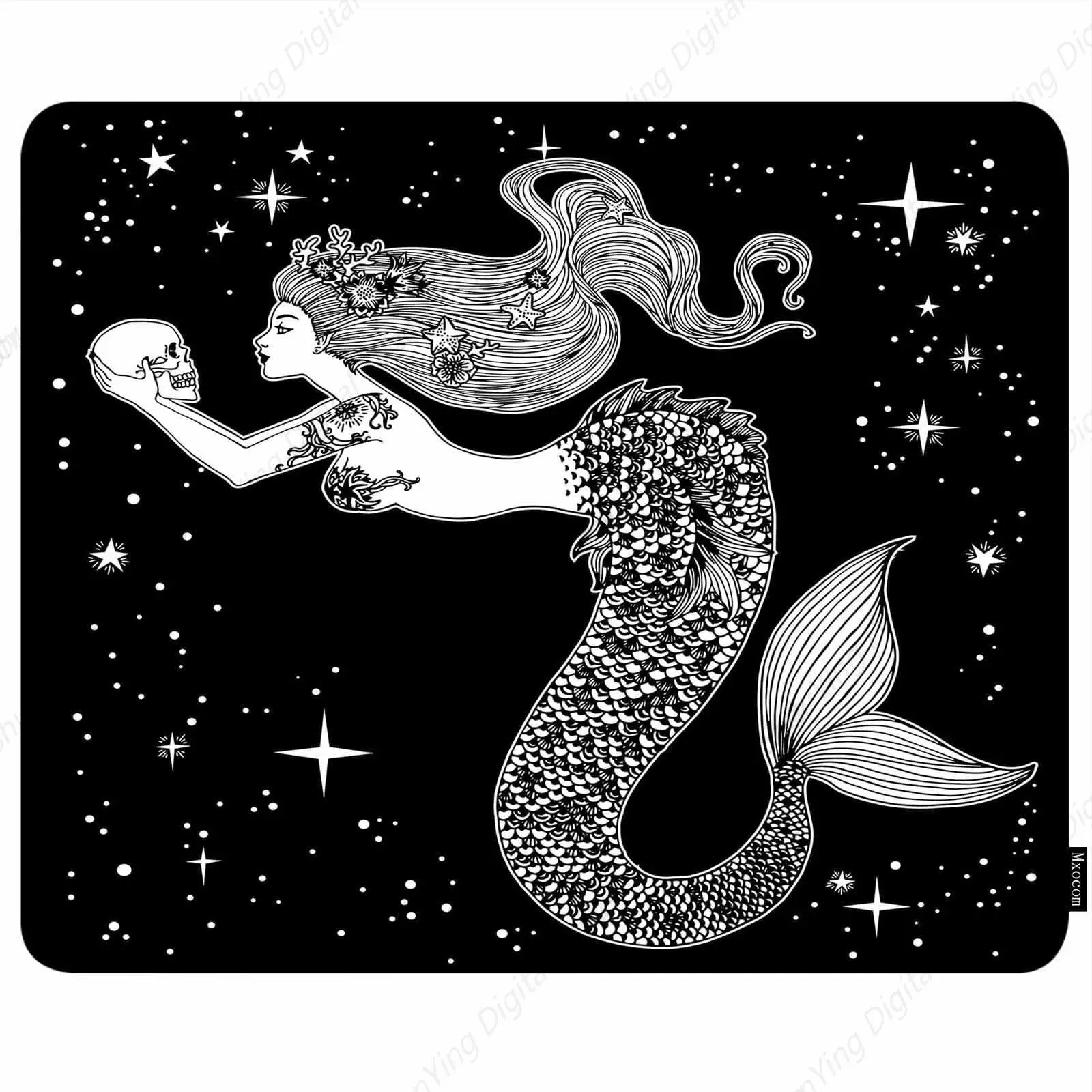 Mermaid Mouse Pad Star Fish Tail Cartoon Fairy Tale Anti Slip Rubber Mouse Pad Laptop Office 25*30cm