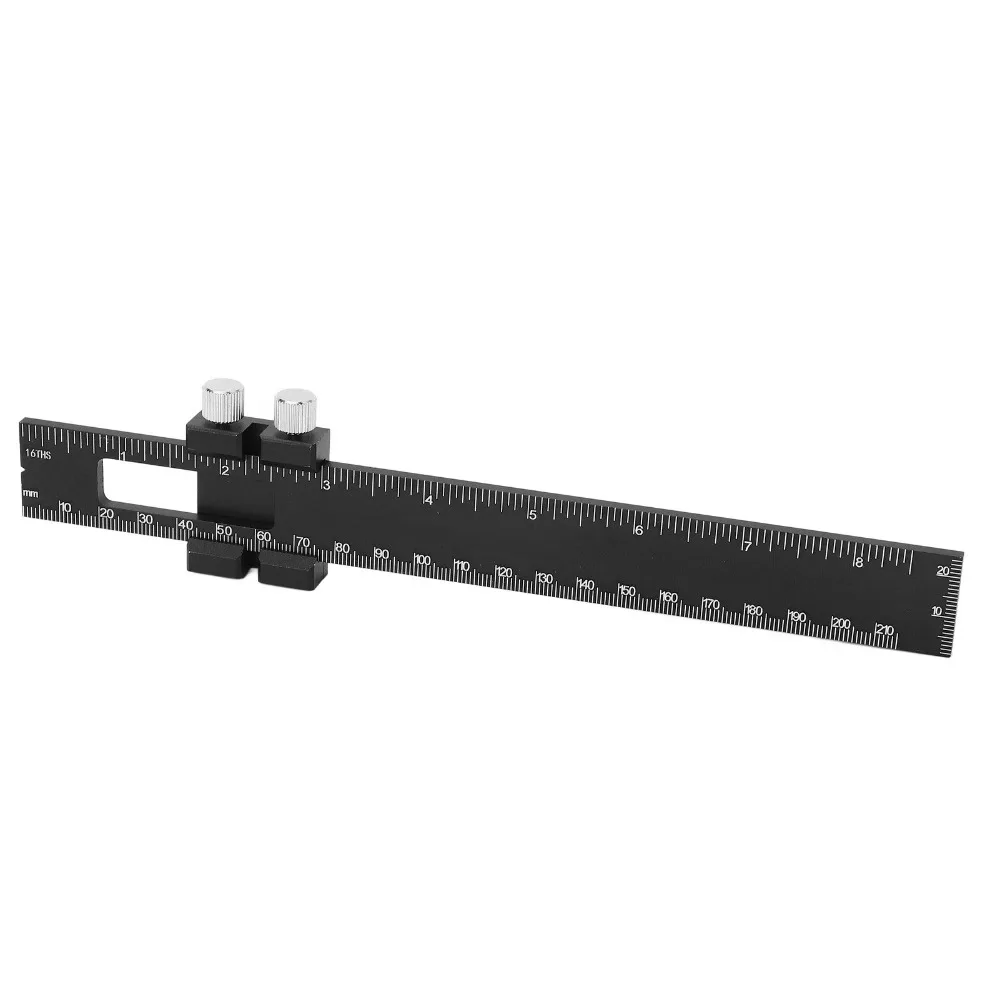 Aluminum Alloy T Square Woodworking Ruler Slide Stop Dual Scale Adjustable Slide Stop Ruler Inch Metric Scale