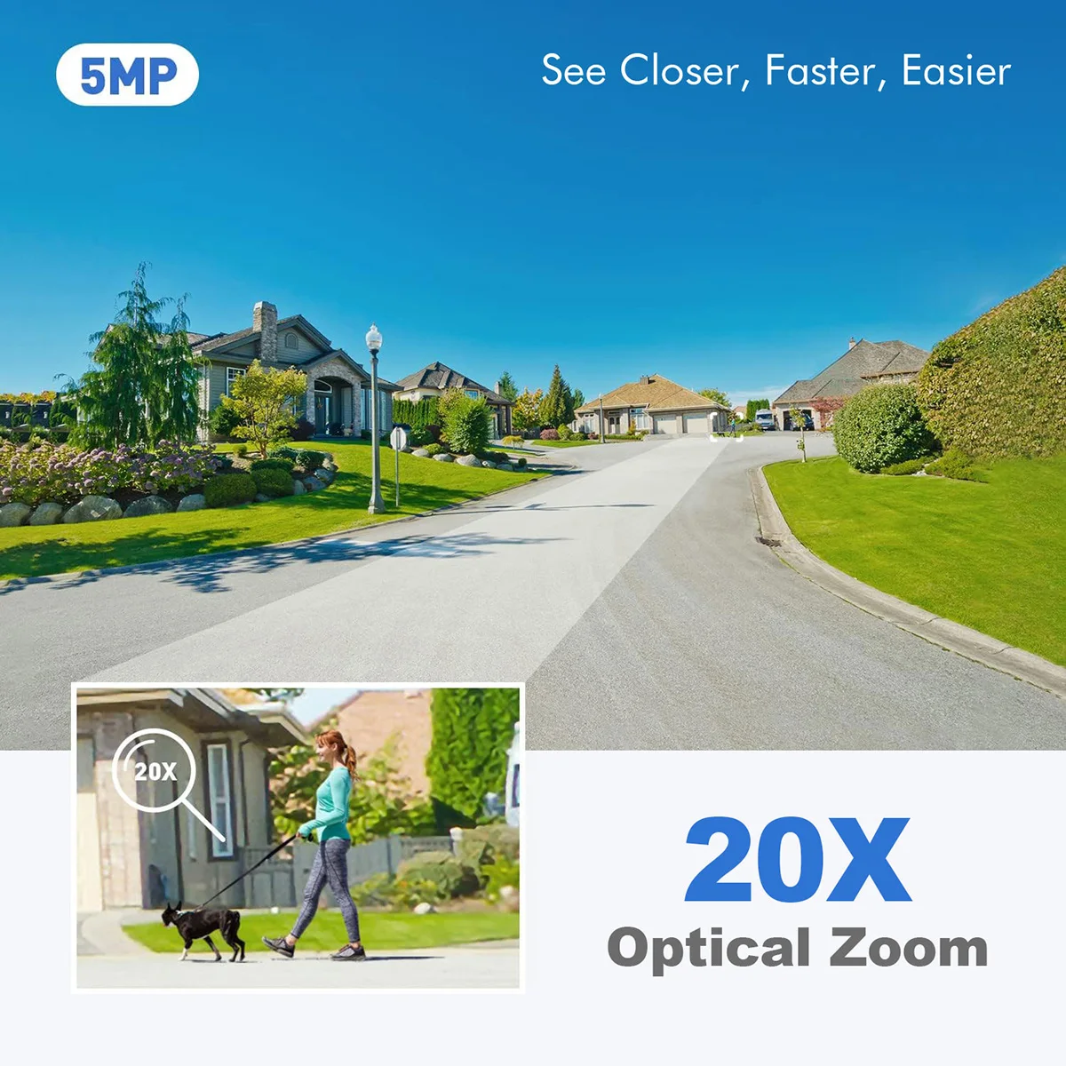 Srihome SH041 QHD 5.0MP 20X Zoom في الهواء الطلق 5G الأمن واي فاي كاميرا IP IP66 مقاوم للماء H.265 Onvif كاميرات المراقبة بالفيديو CCTV