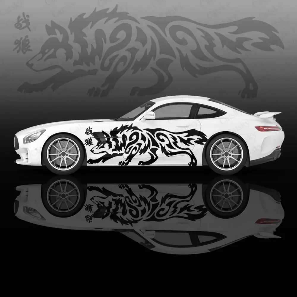 

Бегущий волк Тотем художественный автомобиль боковая наклейка украшение, ПВХ водонепроницаемая устойчивая к царапинам наклейка, защита автомобиля, автоаксессуары в подарок
