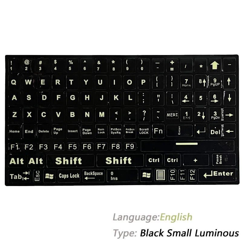 SR ENGLISH 2 Language Full Keyboard Smooth Black Background Standard Keyboard Sticker Letter Film for PC Laptop Accessories