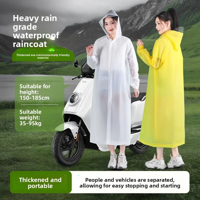 Women One‑Piece Full‑Body Rain Poncho, Thick Heavy‑Rain Resistant Separated Design Scooter Outdoor Wearing