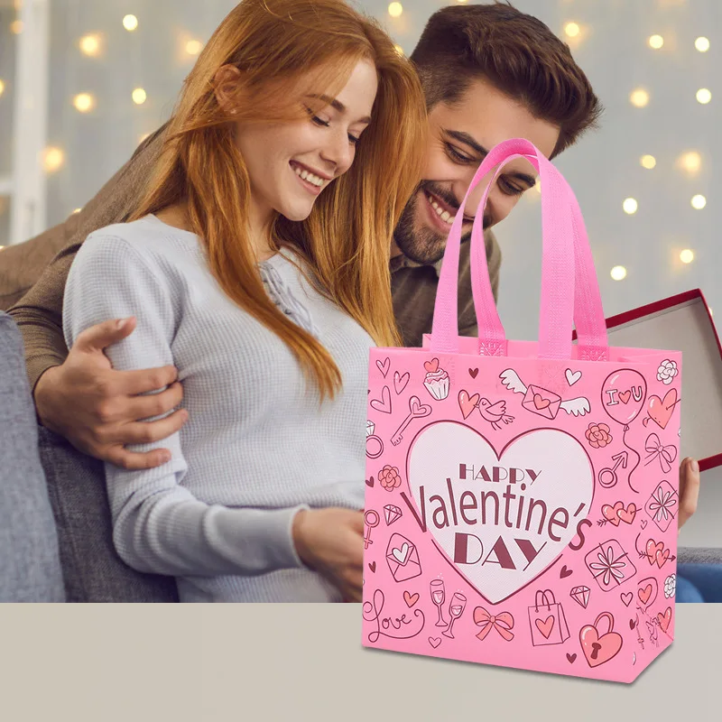 Valentine’S Day Non-Woven Gift Bag Portable Bag Large Capacity Handbag Eco-Friendly Shopping Bag For Gift Packaging