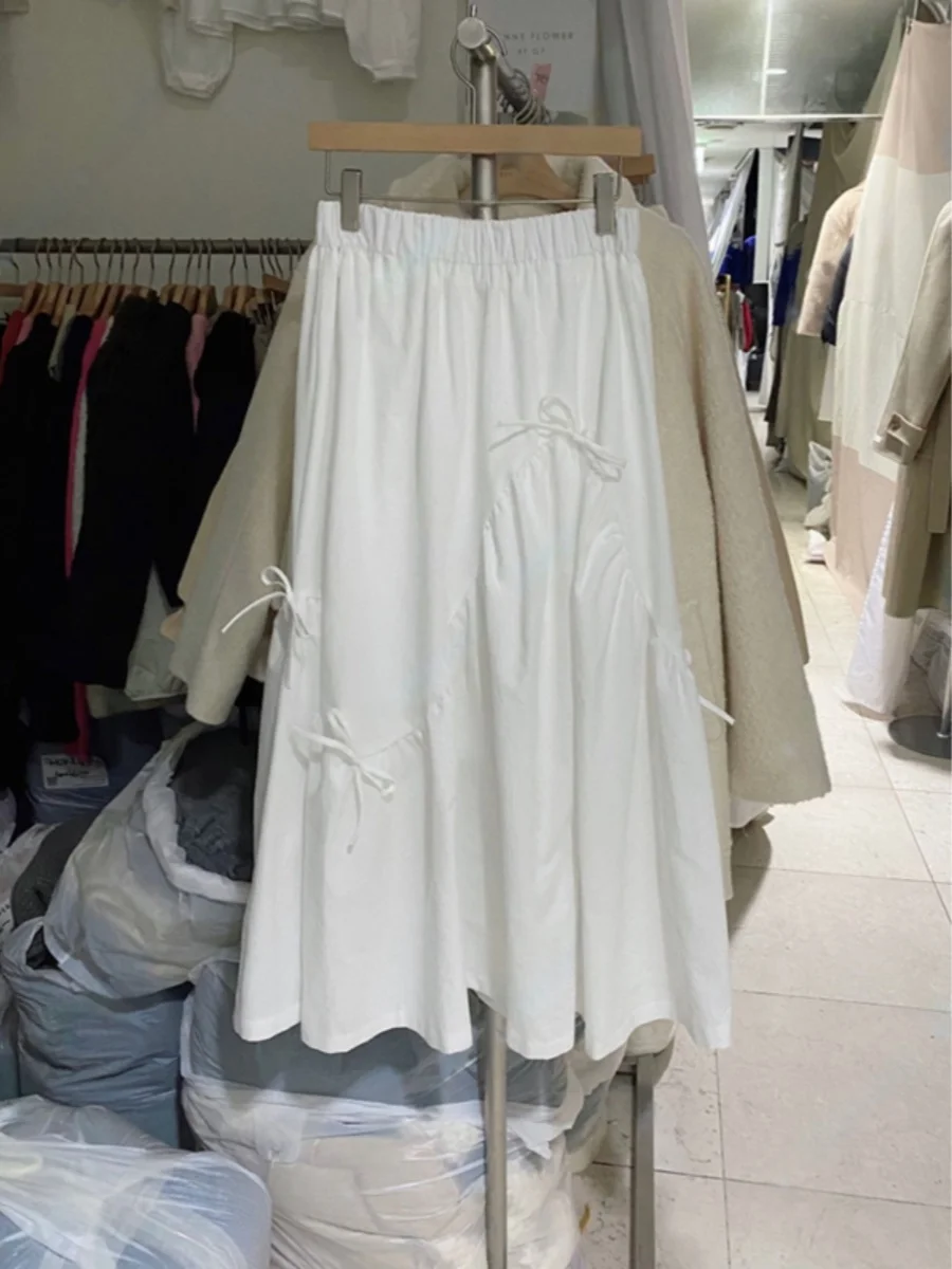 

Новая весенняя женская длинная юбка А-силуэта с завышенной талией и бантом, однотонная, стройнящая, в корейском стиле, от Dongda Gate