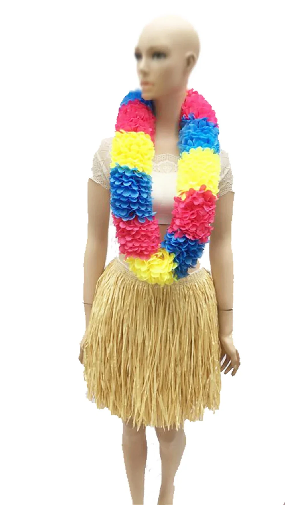 80cm Imitation  Long Bushy Paper Hawaiian Dance Straw Skirt Unisex Stage Performance Prop Women Men Gift New 1pcs