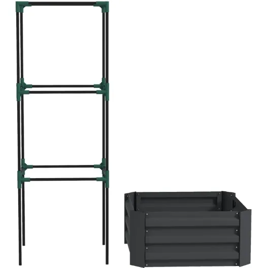 Raised Garden Bed,Garden Bed,Galvanized Planter Box with Cage for Climbing Vines