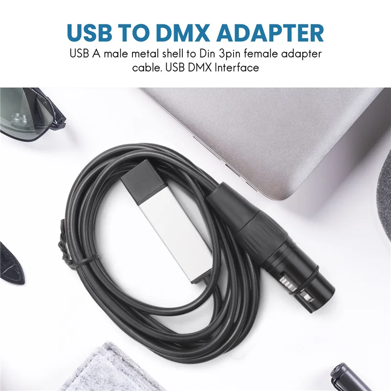 Adaptador de interface DMX512 USB DMX Controlador de iluminação de palco LED, adaptador de interface USB para DMX, controlador DMX