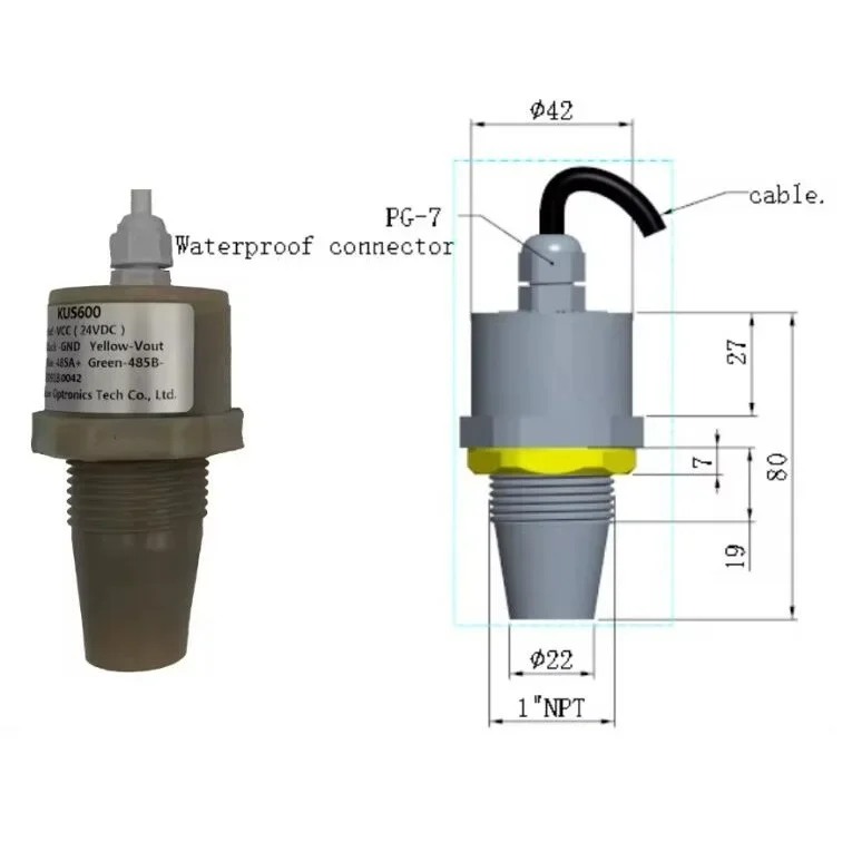 IP68 Waterproof Ultrasonic Sensor Switch 5m NPN Sealed Ultrasonic Sensor For Agv Robots