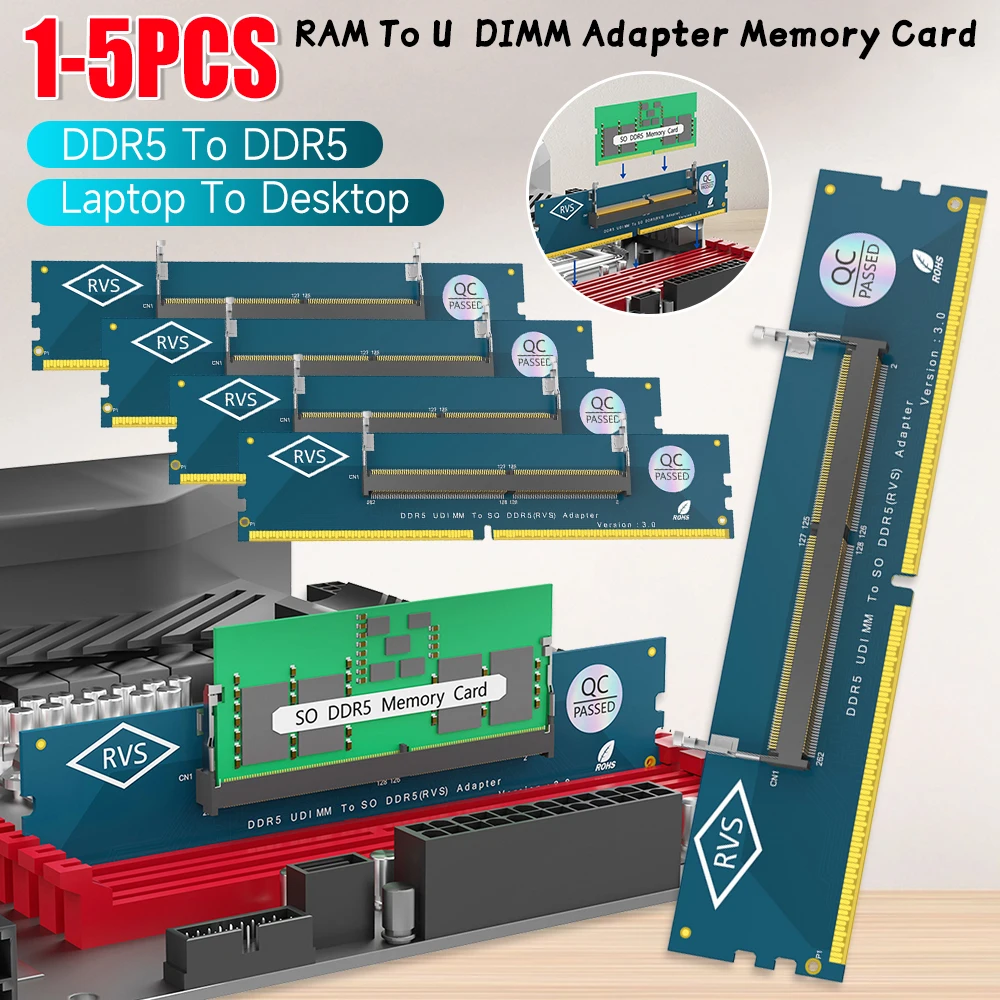 

Memory Tester Converter SO DDR5 to DDR5 U-DIMM Laptop DDR5 Memory SO-DIMM to PC Desktop DIMM Riser Card Expansion Adapter for PC