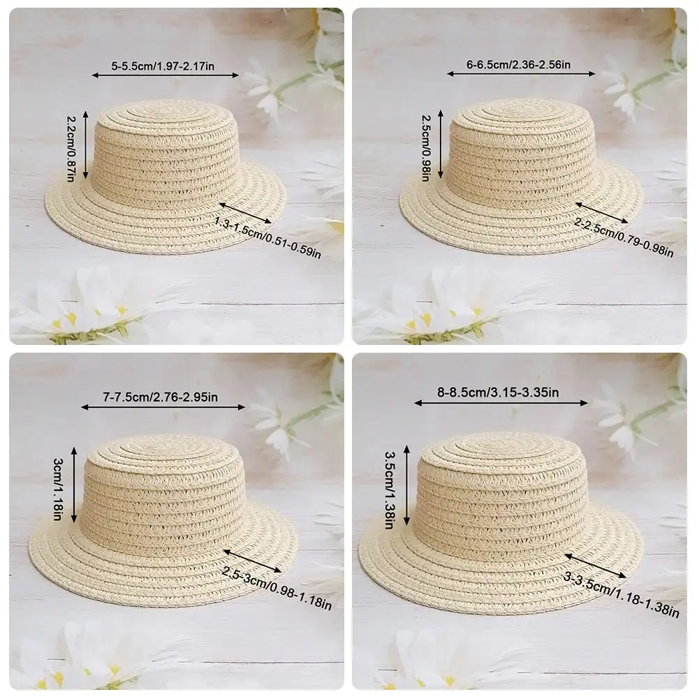 Mini Cute Straw Hat for BJD Doll Straw Cap Dollhouse Miniature Tassel Straw Hats for 10cm/15cm/20cm Cotton Dolls Accessories