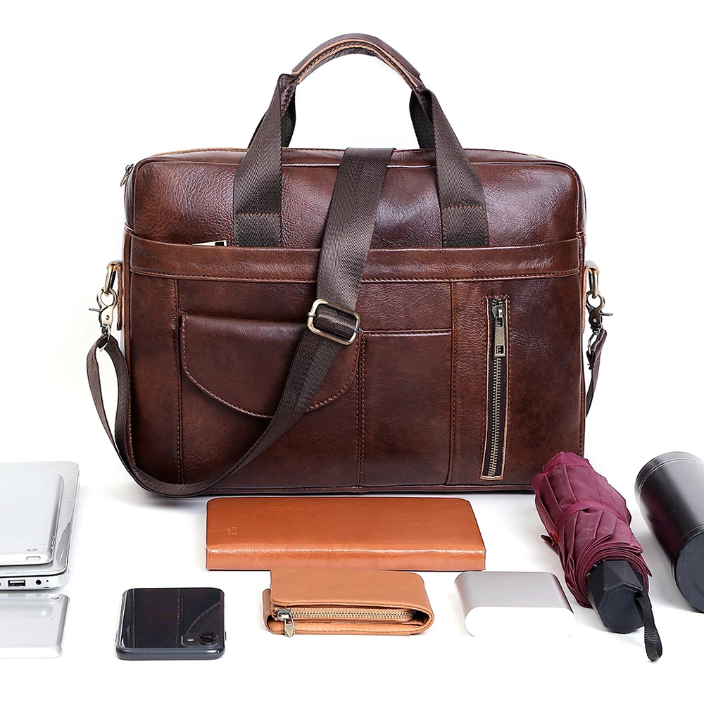 New computer handbag European and American retro leather crossbody shoulder bag men's briefcase business men's bag