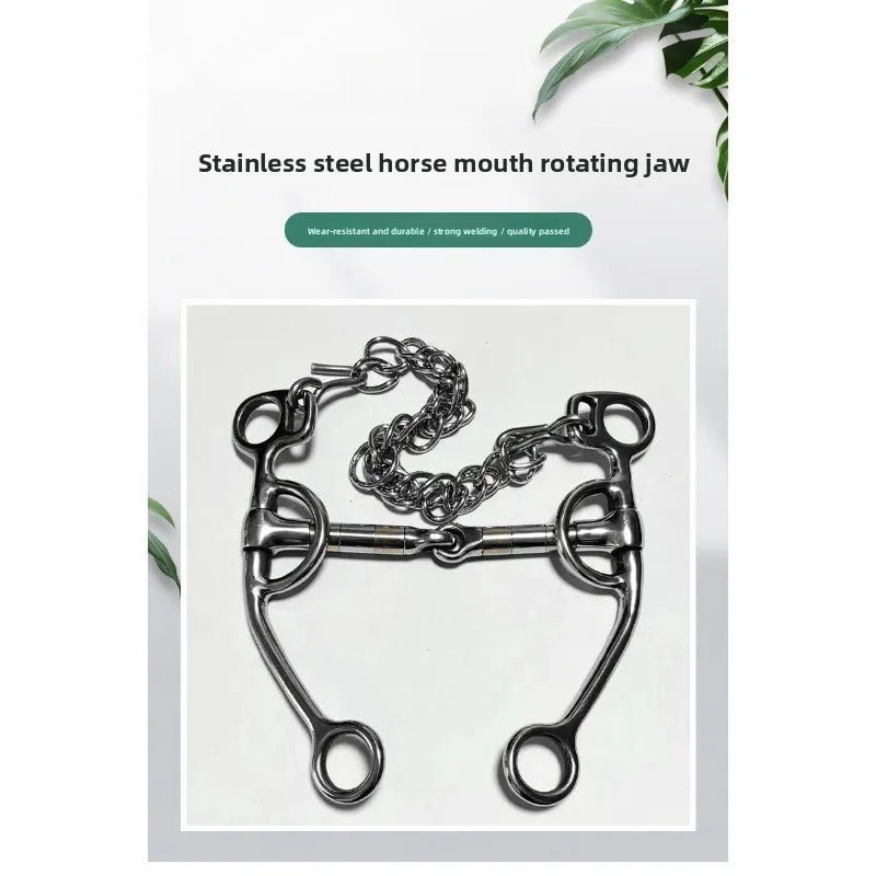 Hand‑Polished Threaded Rotatable Stainless Steel Horse Snaffle Bit, Equestrian Training Mouth‑Piece Horse Riding Tack Supplies