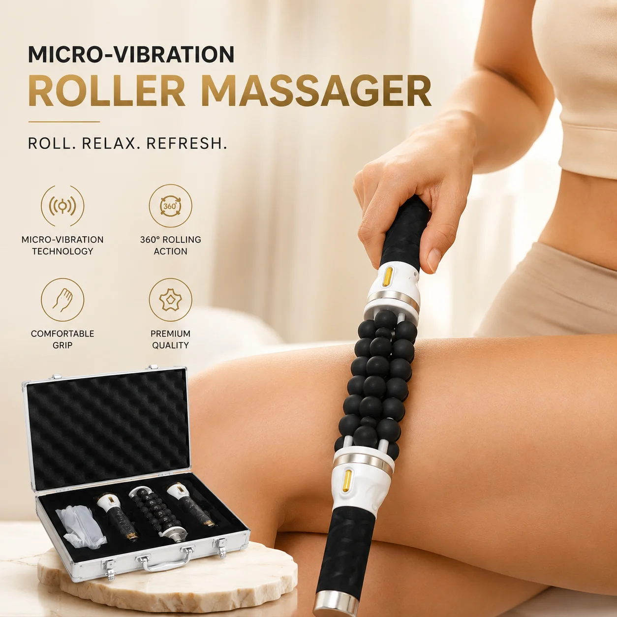 40W 55Length Electric Rolling Massager Machine With Flight Case Package High Frequency Muscle Relief and Recovery for Relieve