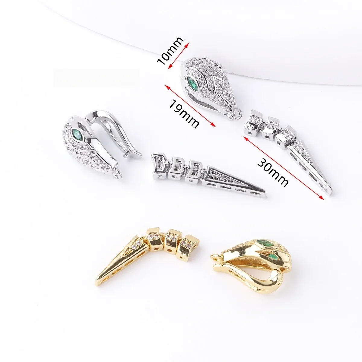 1 Piece Zircon-set Serpentine Long Tail Personalized Clipping Pearl Necklace Bracelet Connecting Buckle DIY Jewelry Accessories