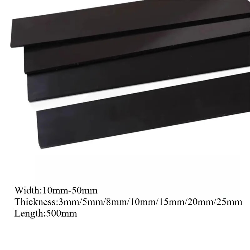 2/4/6PCS Black Wear-resistant Nylon PA66 Square Strip Nylon Flat Strip Length 500MM  Thickness 3mm/5mm/8mm/10mm/15mm/20mm/25mm