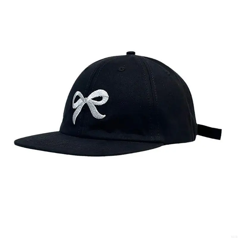 Eye Catching Embroidery Bowknot Baseball Caps Adjustable Size Hat Cycling Climbing Travel Duckbill Hat for Girl Woman Y08E